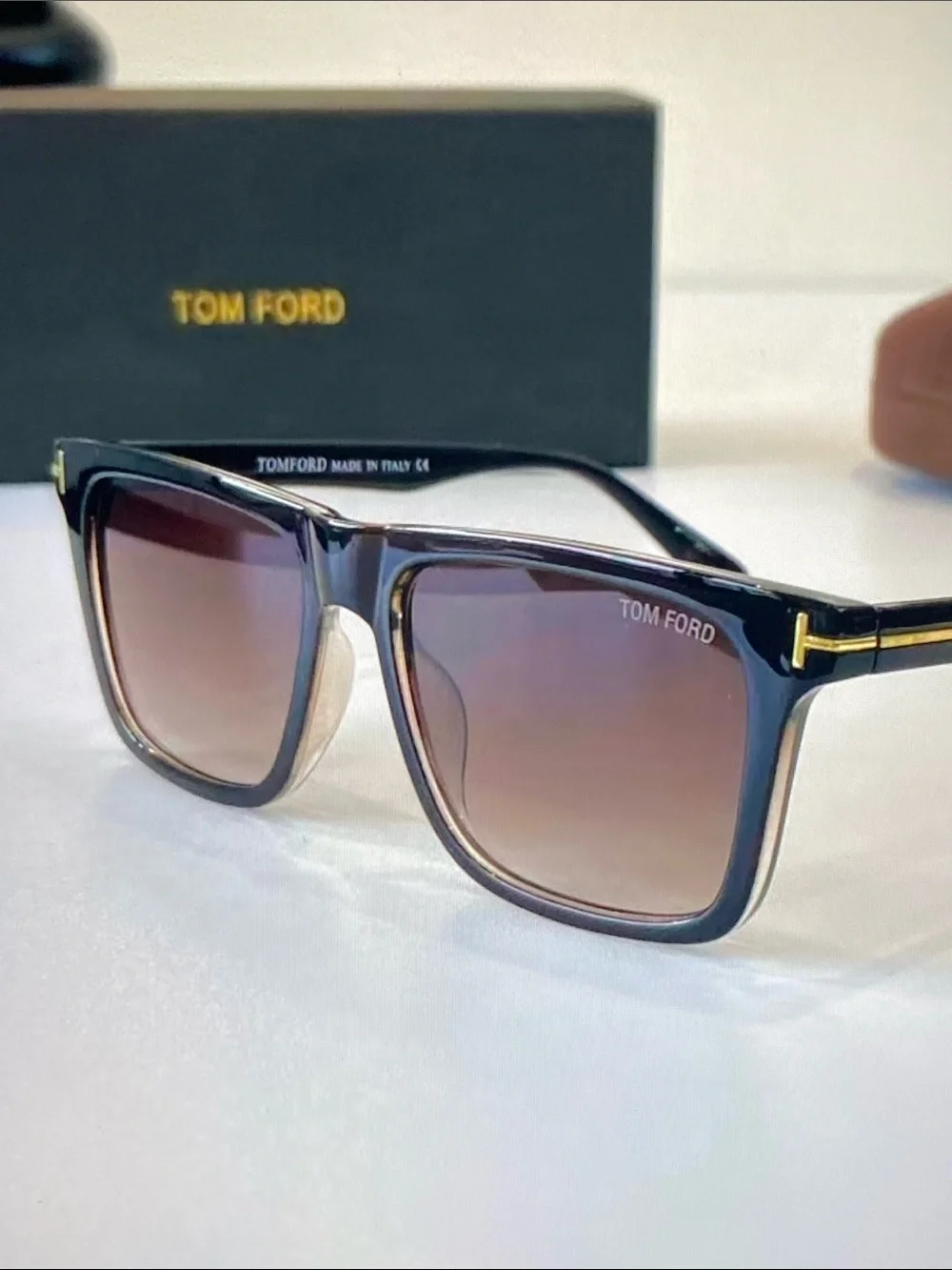 Tom Ford Black Frame Sunglasses with Brown Gradient Lenses